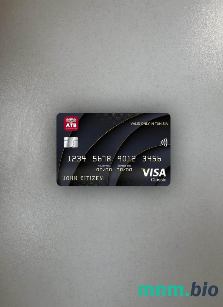 Tunisia ATB bank visa classic card wygląd fotograficzny skan PSD + zdjęcie